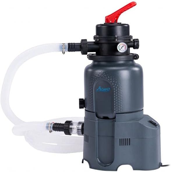 Pool filter pump with hoses on a white background