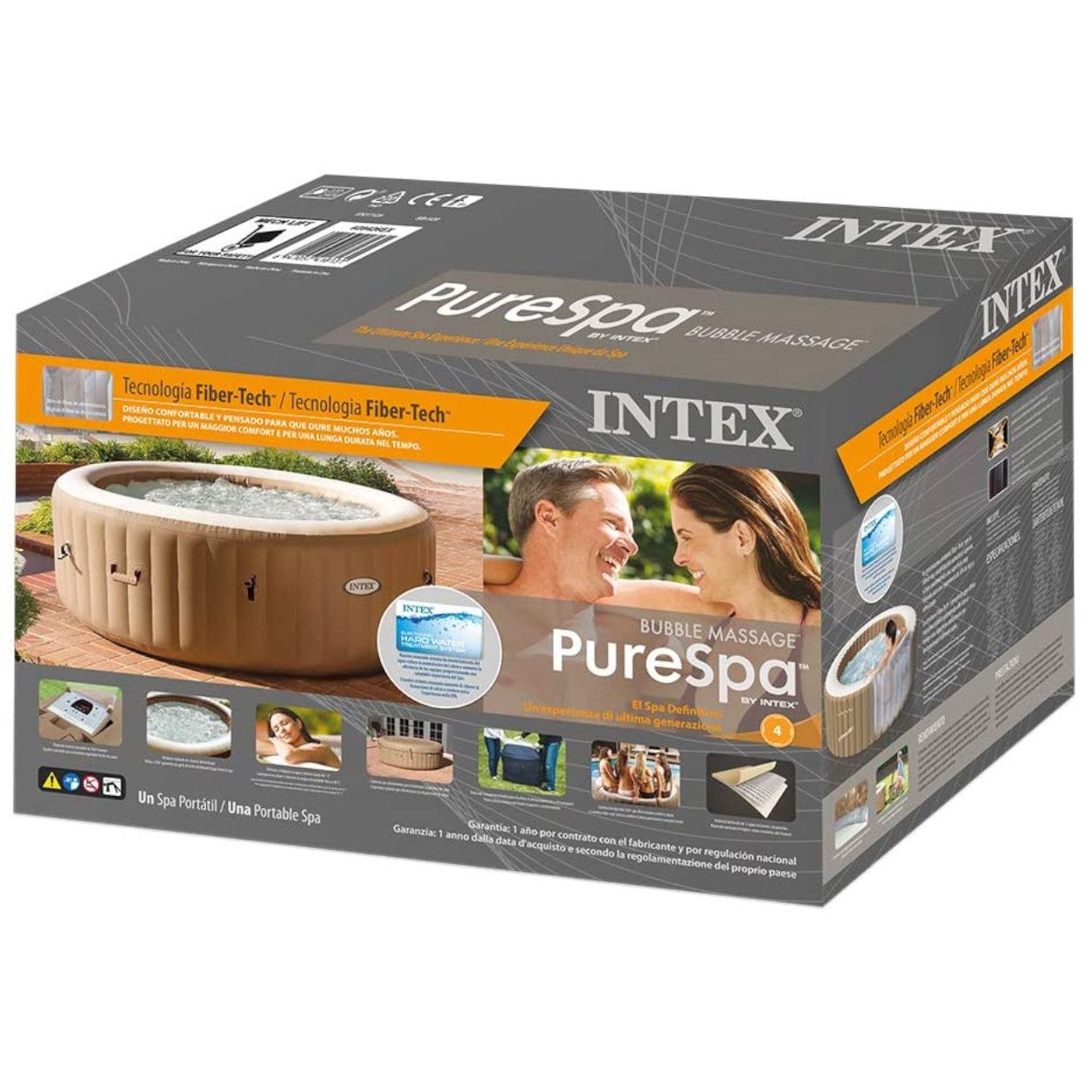 Intex PureSpa bubble massage hot tub packaging on a white background