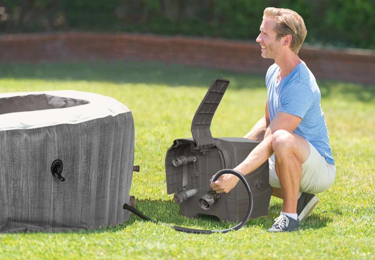 Intex PureSpa Greywood Deluxe 6-Person Inflatable Hot Tub Bubble Spa