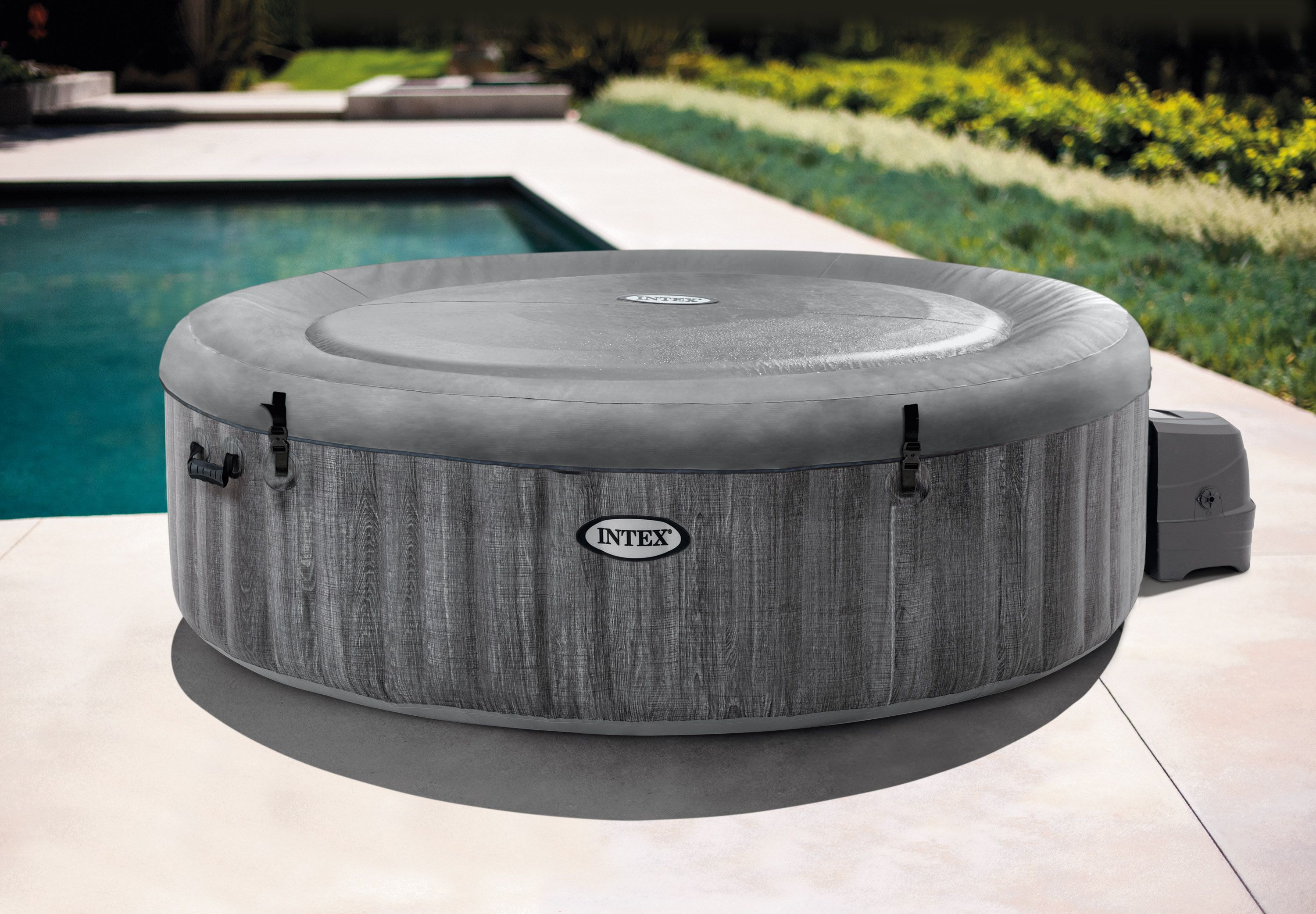 Intex PureSpa Greywood Deluxe 6-Person Inflatable Hot Tub Bubble Spa