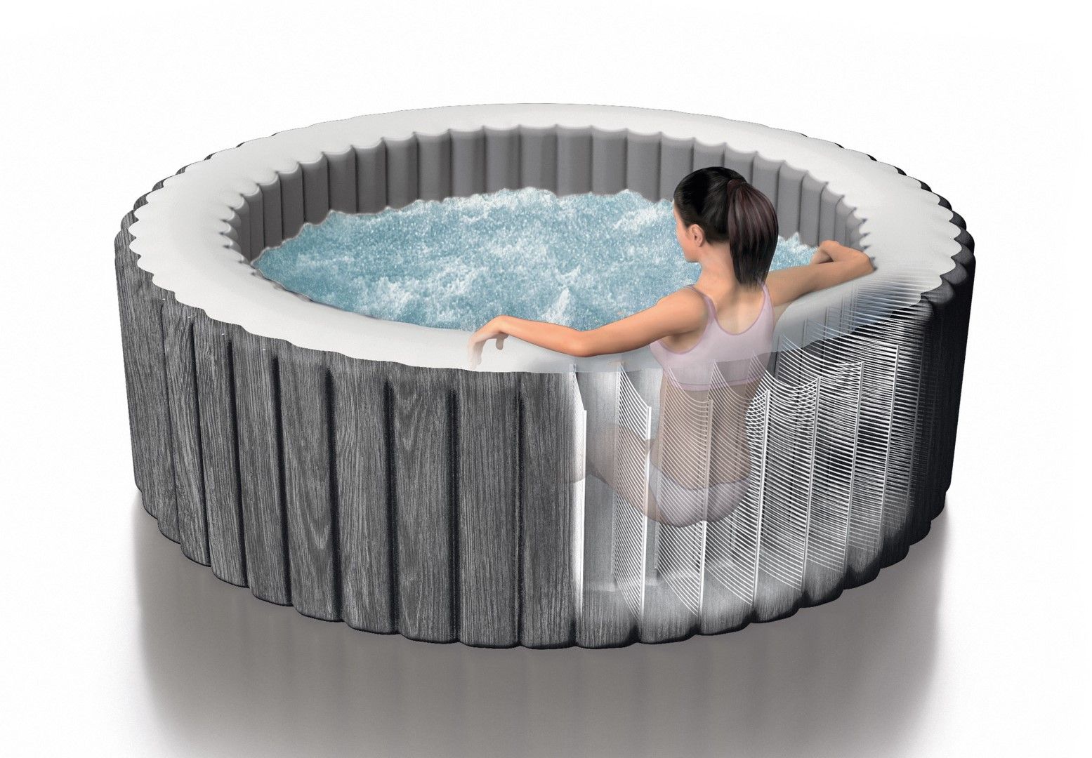 Intex PureSpa Greywood Deluxe 6-Person Inflatable Hot Tub Bubble Spa