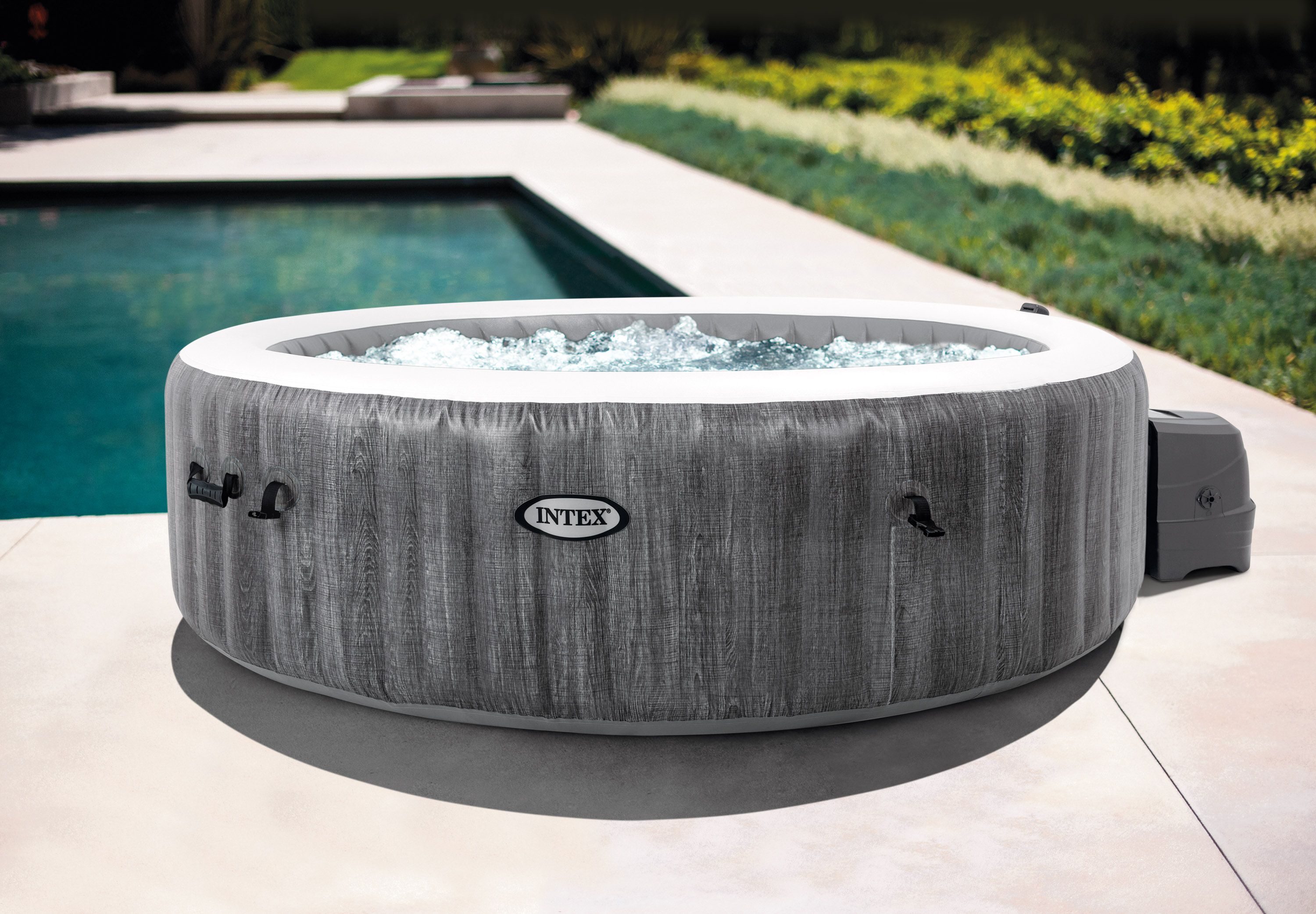Intex PureSpa Greywood Deluxe 6-Person Inflatable Hot Tub Bubble Spa