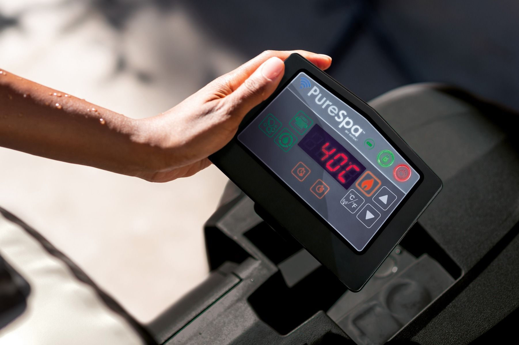 Intex PureSpa Greywood Deluxe 6-Person Square Inflatable Hot Tub Bubble Spa