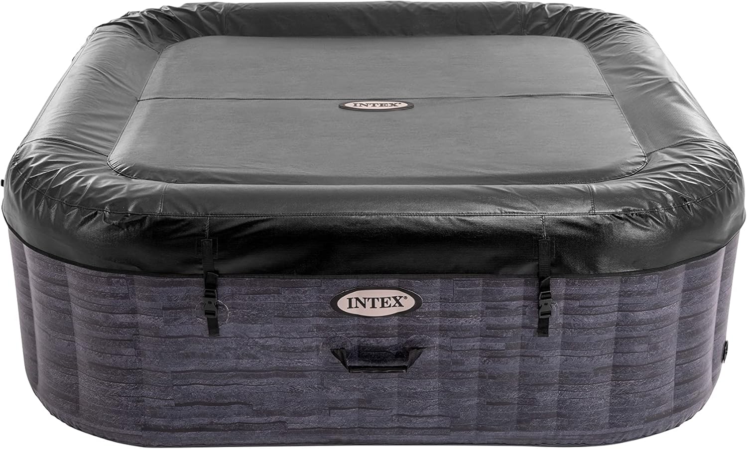 Intex PureSpa Greywood Deluxe 6-Person Square Inflatable Hot Tub Bubble Spa