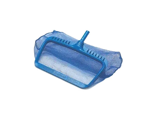 Blue pool skimmer net on a white background