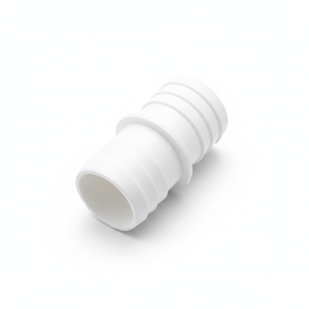 A light blue plastic threaded connector fitting, shown at an angle on a plain white background.