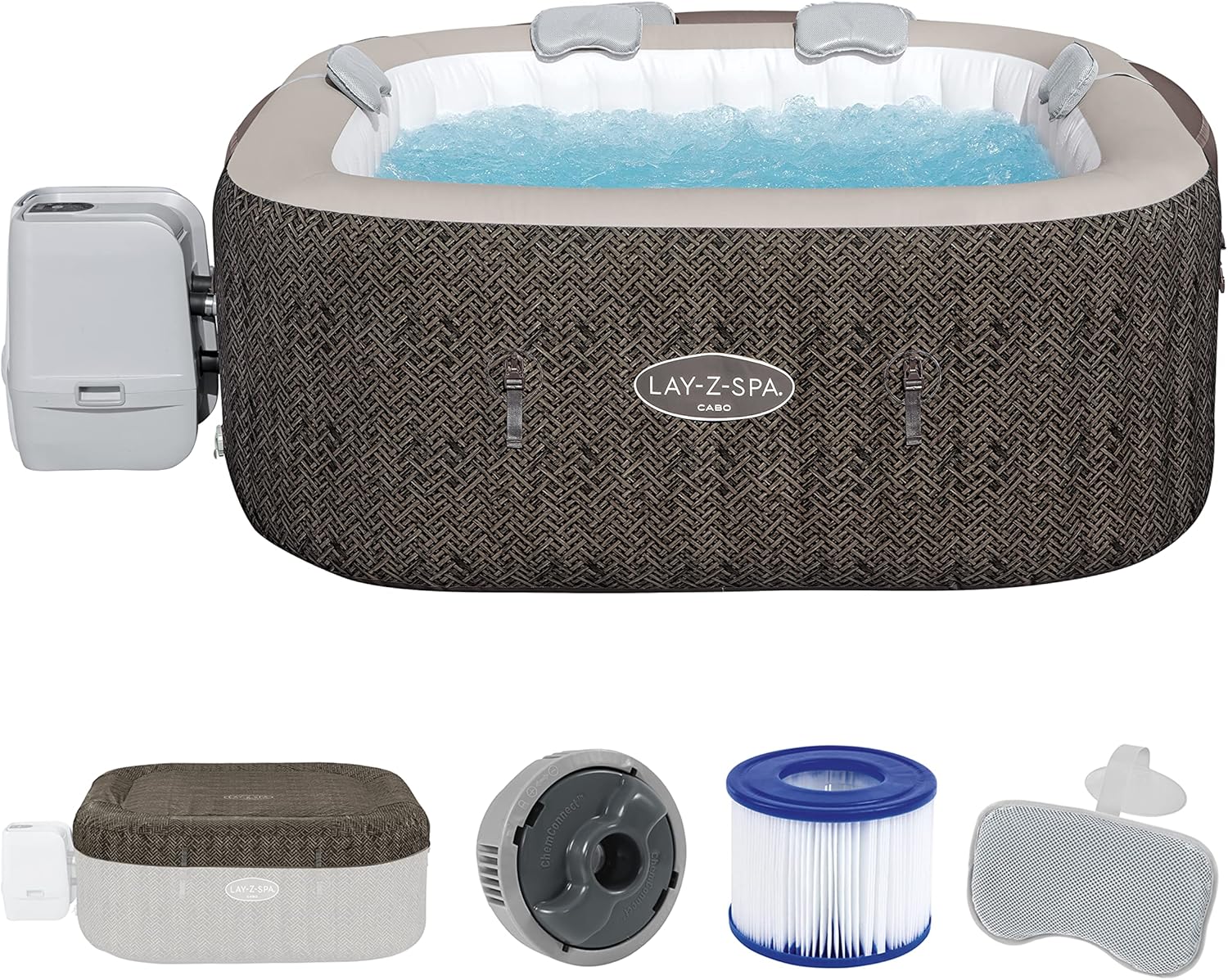 Lay Z Spa Cabo HydroJet 6 Person Square Inflatable Hot Tub