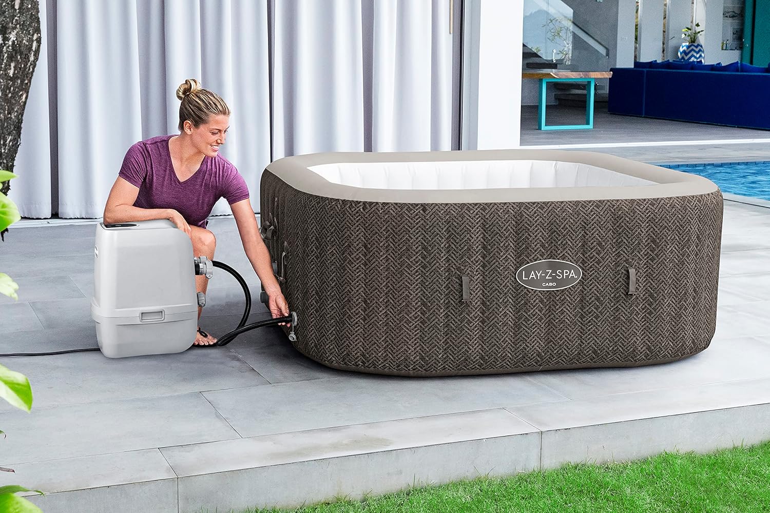 Lay Z Spa Cabo HydroJet 6 Person Square Inflatable Hot Tub
