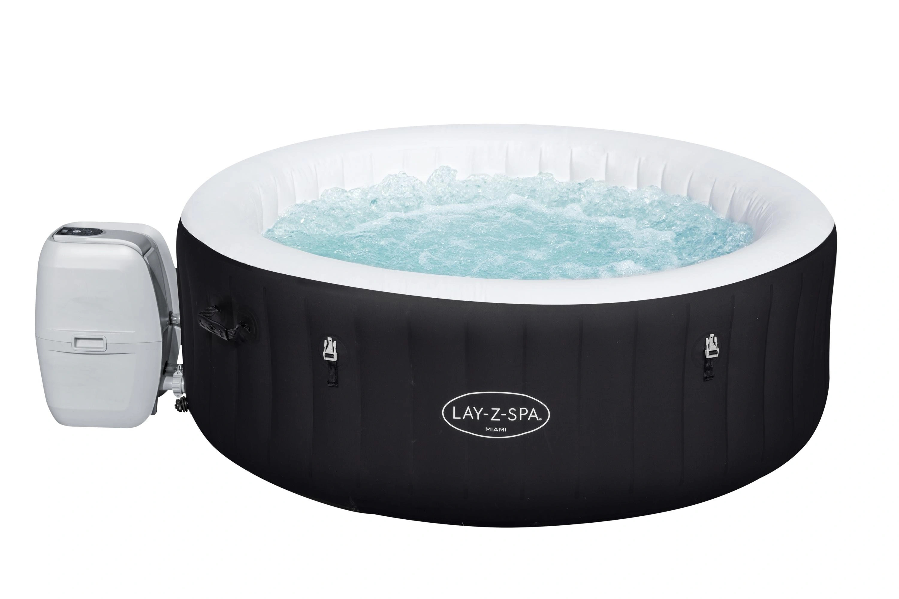 Inflatable hot tub with bubble jets on a white background