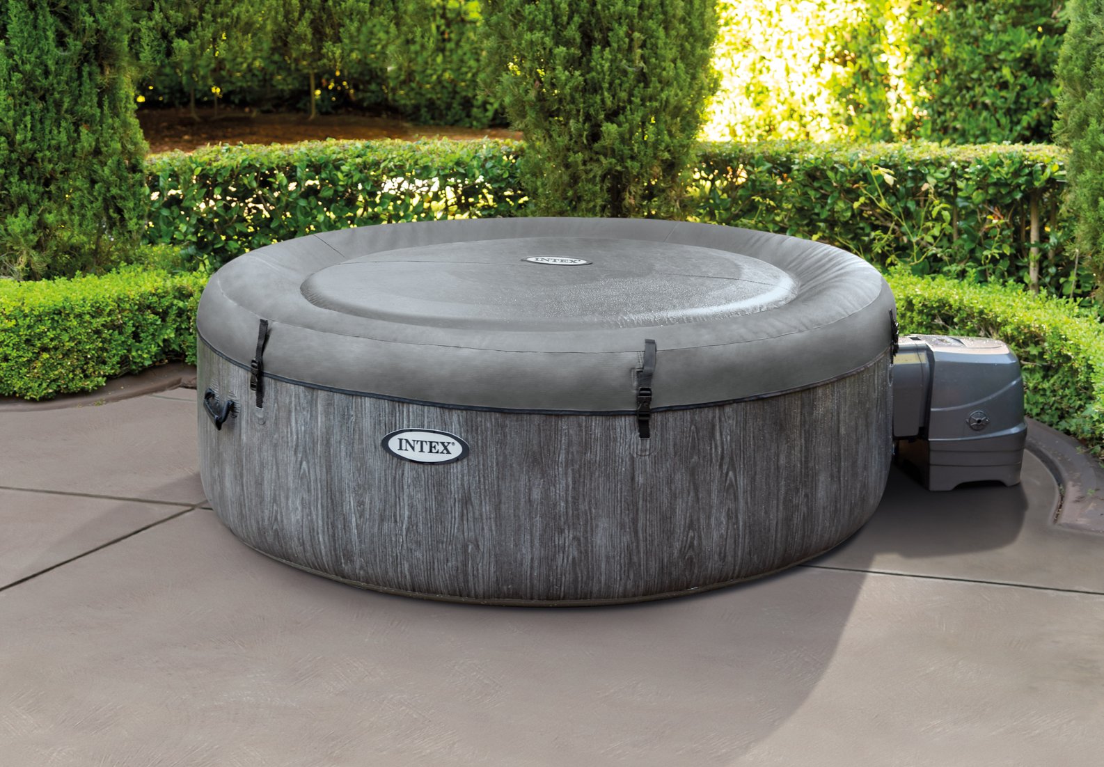 Intex PureSpa Greywood Deluxe 4-Person Inflatable Hot Tub Bubble Spa