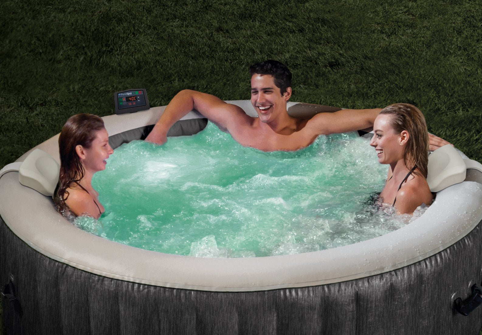 Intex PureSpa Greywood Deluxe 4-Person Inflatable Hot Tub Bubble Spa
