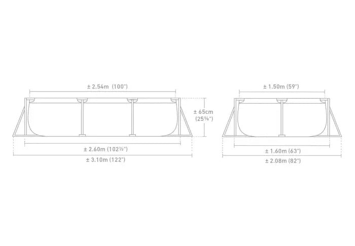 Intex Rectangular Frame Pool 2.6 m x 1.6 m x 0.65 m